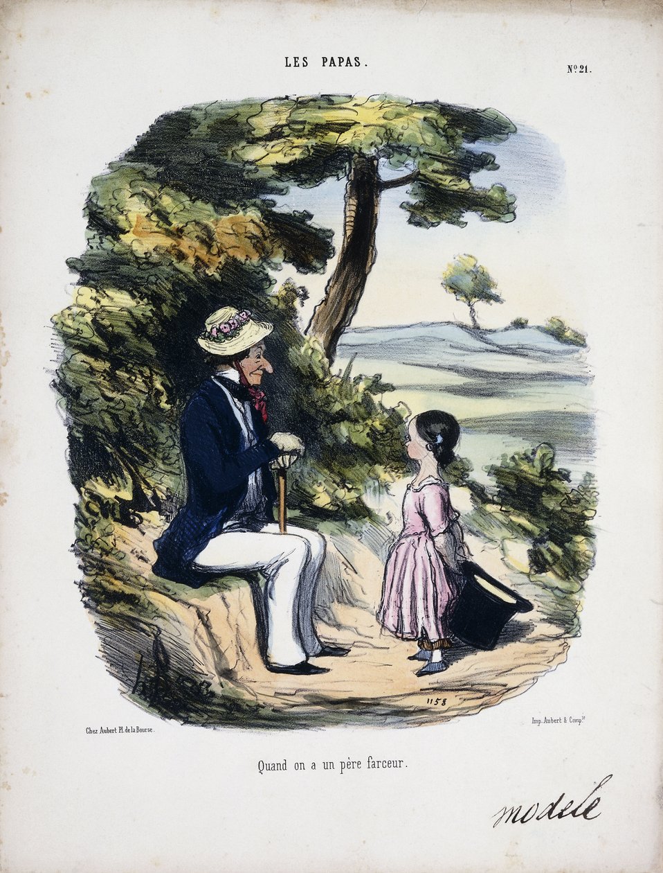 Når man har en klovnisk far, 1848 av Honoré Daumier