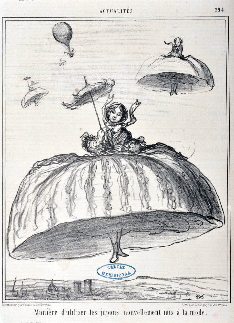 illustrasjon for Serie Actualites "måte å bruke underkjoler som nylig er satt på mote" av Honoré Daumier