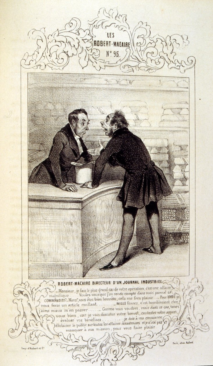 illustrasjoner om ideer og legender Philipon under tittelen Les Cent og Robert Macaire av Honoré Daumier