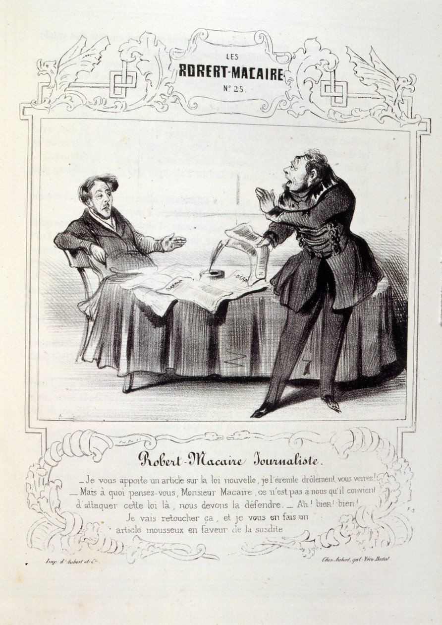 illustrasjoner om ideer og legender Philipon under tittelen Les Cent og Robert Macaire av Honoré Daumier