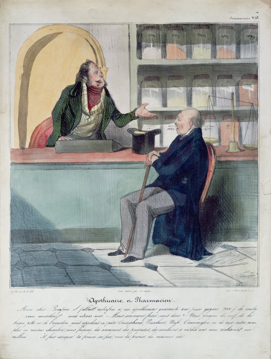 Apotekeren og apotekeren, ca. 1840 av Honoré Daumier
