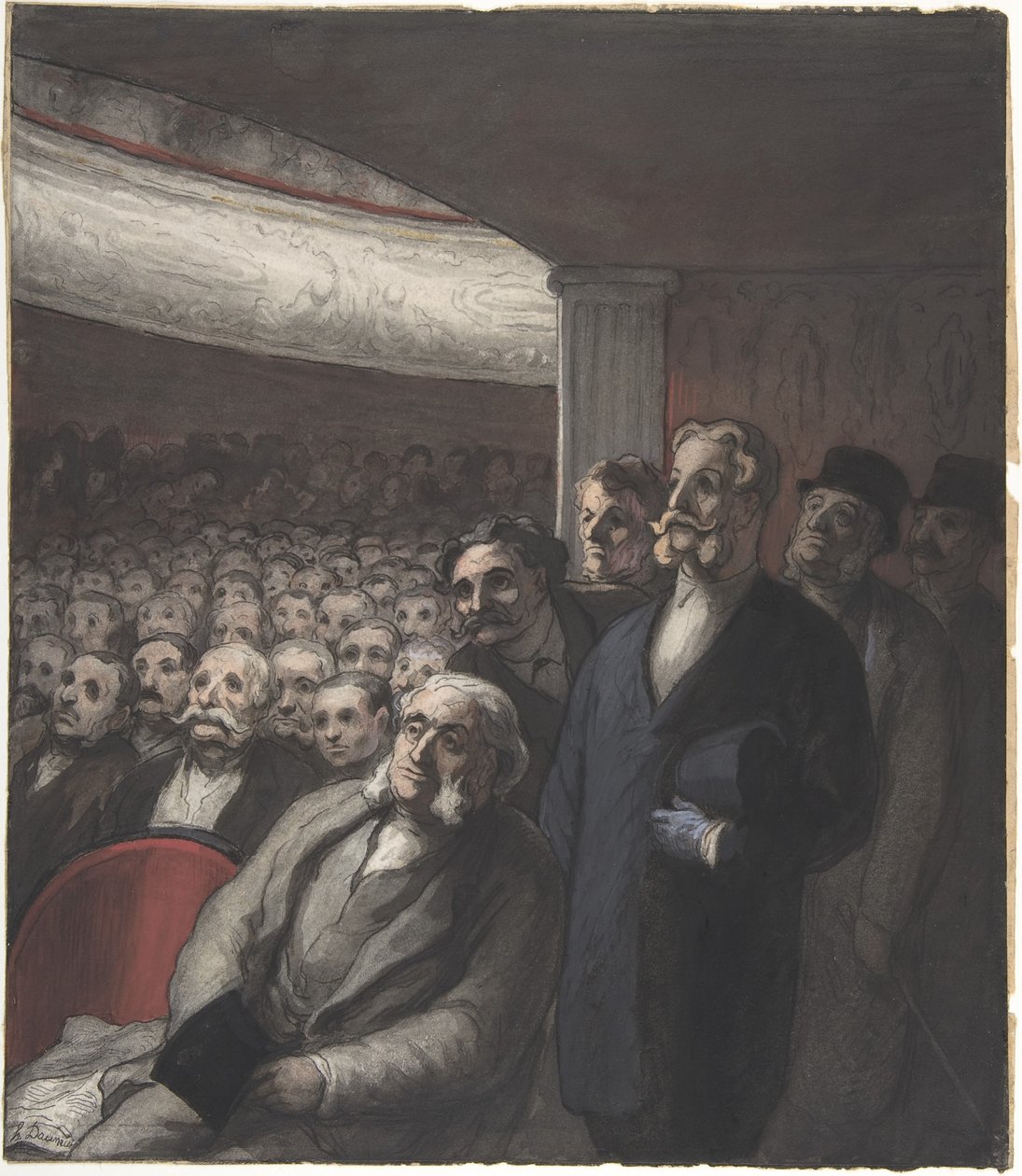 Et teaterpublikum av Honoré Daumier