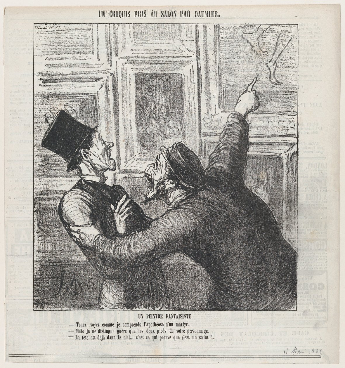 En fantastisk maler, fra «En skisse fra Salongen», publisert i Le Charivari, 11. mai 1865 av Honoré Daumier
