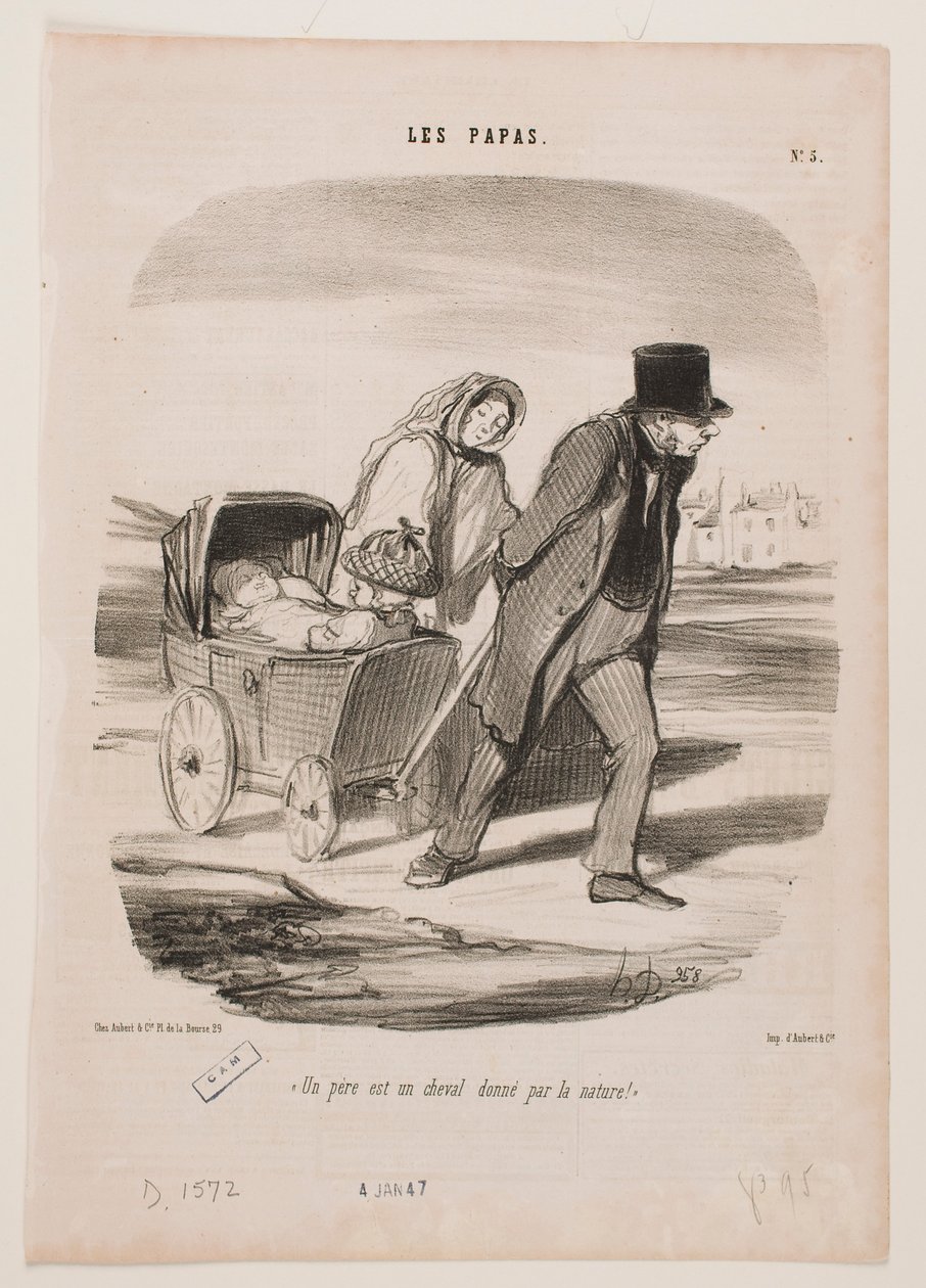 En far er en hest levert av naturen av Honoré Daumier