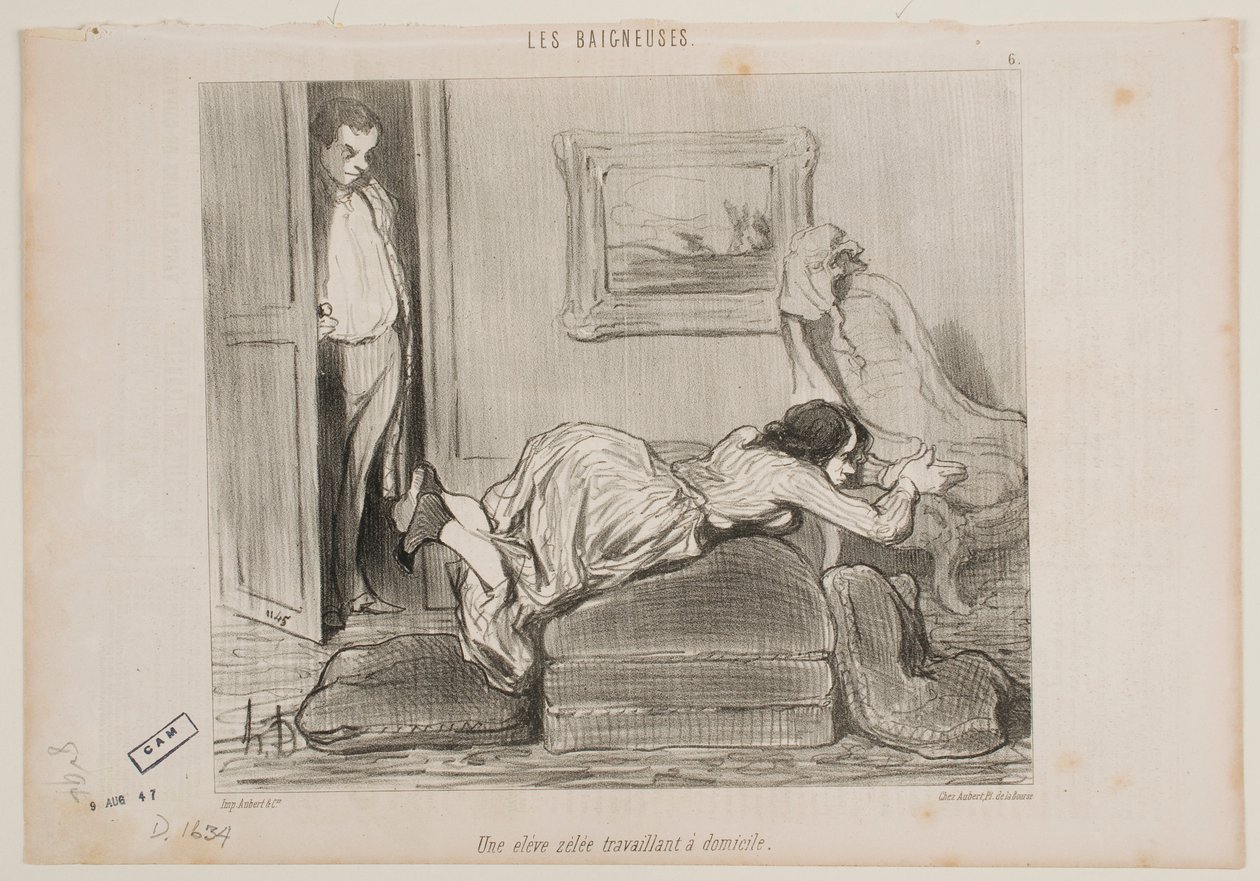 En ivrig student arbeider hjemmefra av Honoré Daumier