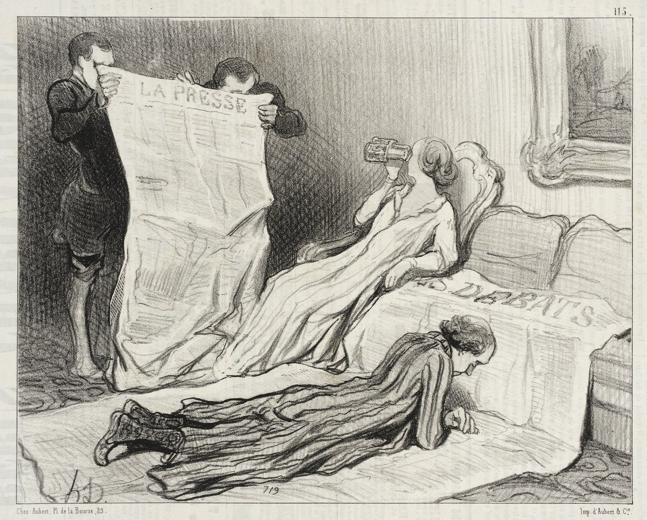 Abonnenter som mottar avisen sin... av Honoré Daumier