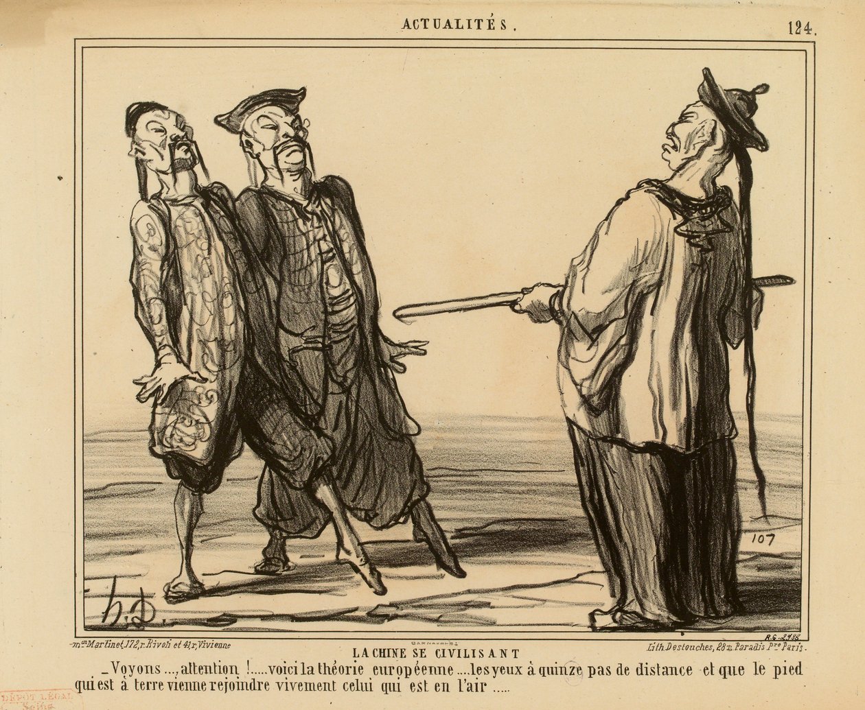Aktualiteter nr. 124: Kina siviliserer seg. - La oss se..., forsiktig! ... her kommer den europeiske teorien... av Honoré Daumier