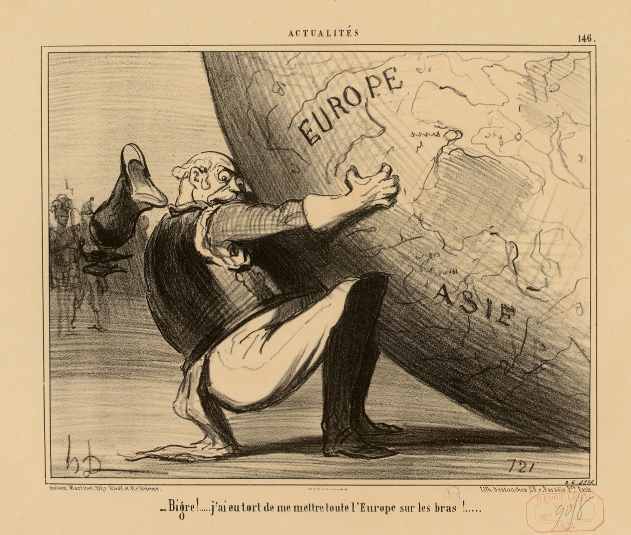 Aktualiteter nr. 146: - Pokker! ... Jeg gjorde feil i å ta hele Europa på mine skuldre! ... av Honoré Daumier