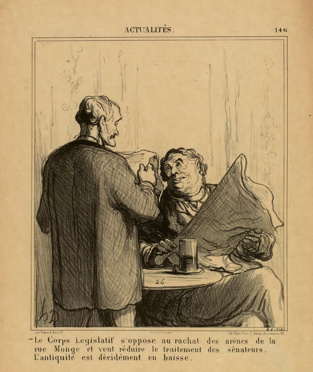 Aktualiteter nr. 146: Det lovgivende organet motsetter seg tilbakekjøpet av arenaene i Rue Monge av Honoré Daumier