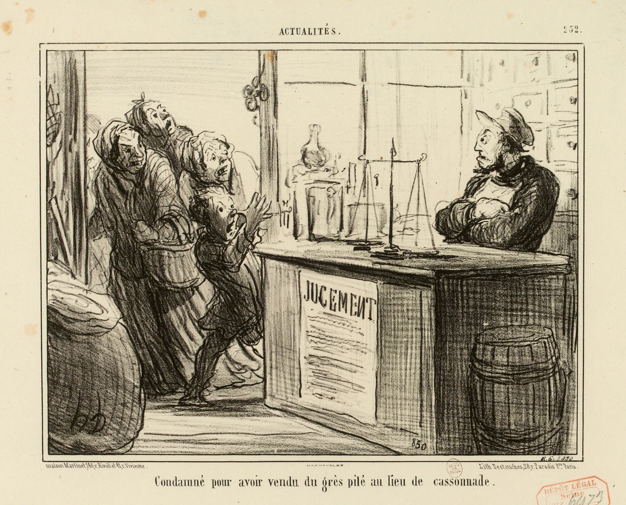 Aktualiteter nr. 252: Dømt for å ha solgt knust sandstein i stedet for brunt sukker. av Honoré Daumier
