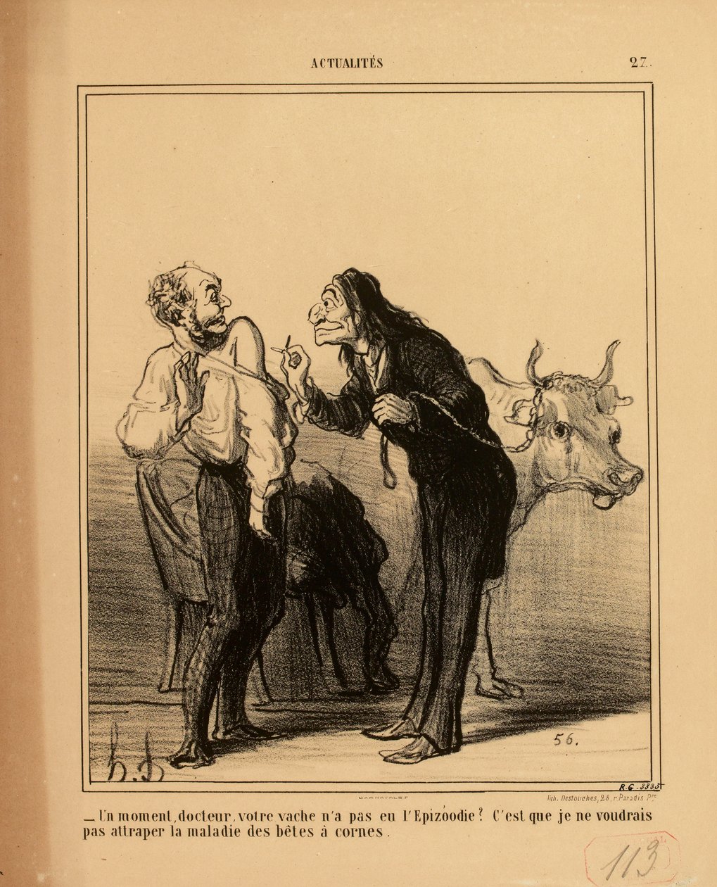 Aktuelt nr. 27: - Et øyeblikk, doktor, har ikke kua Deres hatt epizooti? av Honoré Daumier