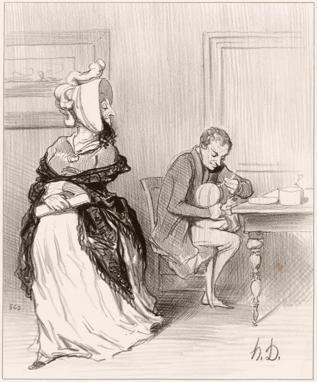 Farvel, min kjære, jeg skal til forlaget mitt... av Honoré Daumier