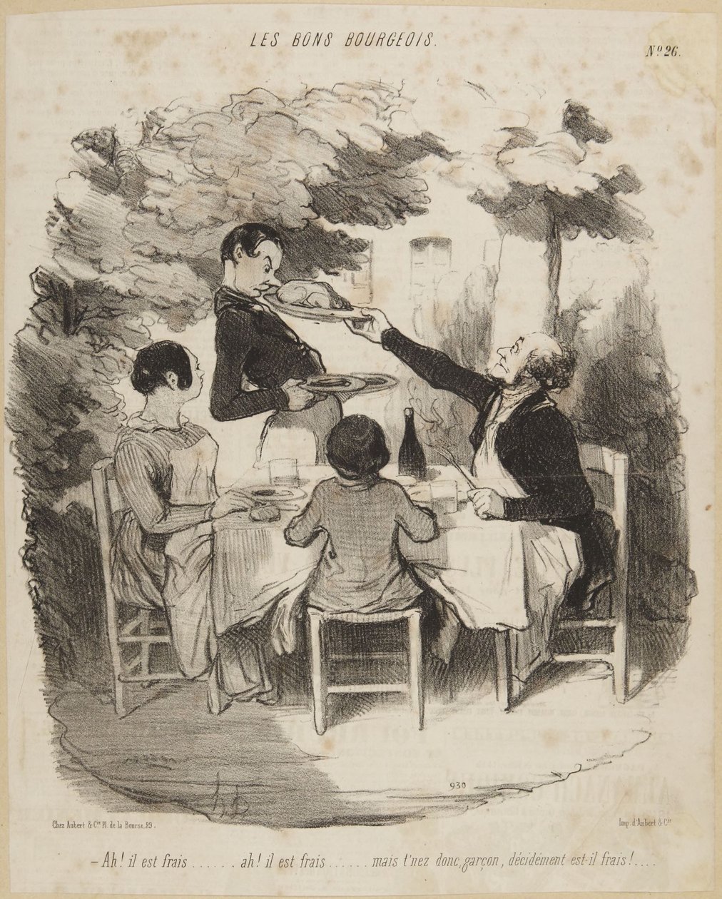 Å! Han er frekk..., nummer 26 fra serien «De gode borgerne» fra Le Charivari av Honoré Daumier