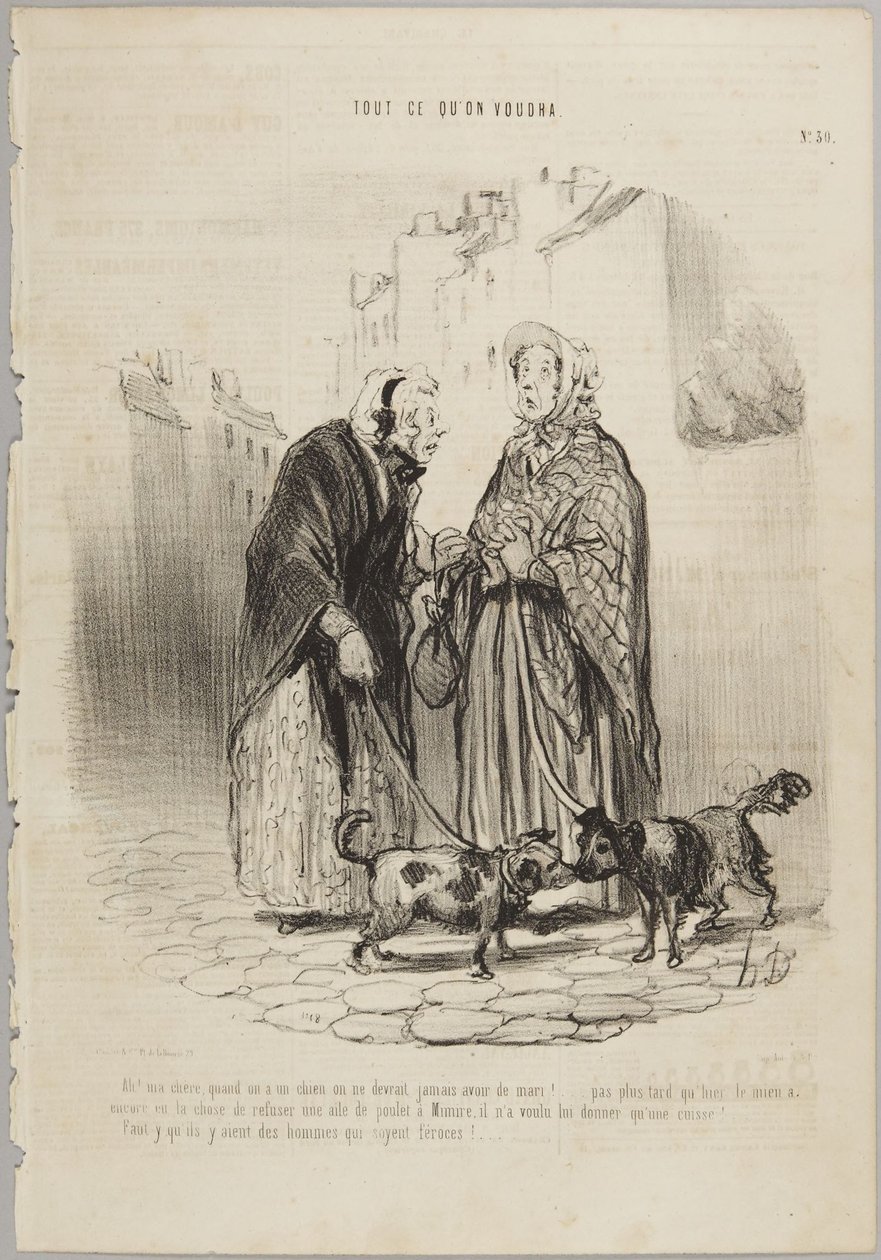 Å! Min kjære, når man har en hund, burde man aldri ha en ektemann!, nummer 30 fra serien Alt man måtte ønske seg fra Le Charivari av Honoré Daumier