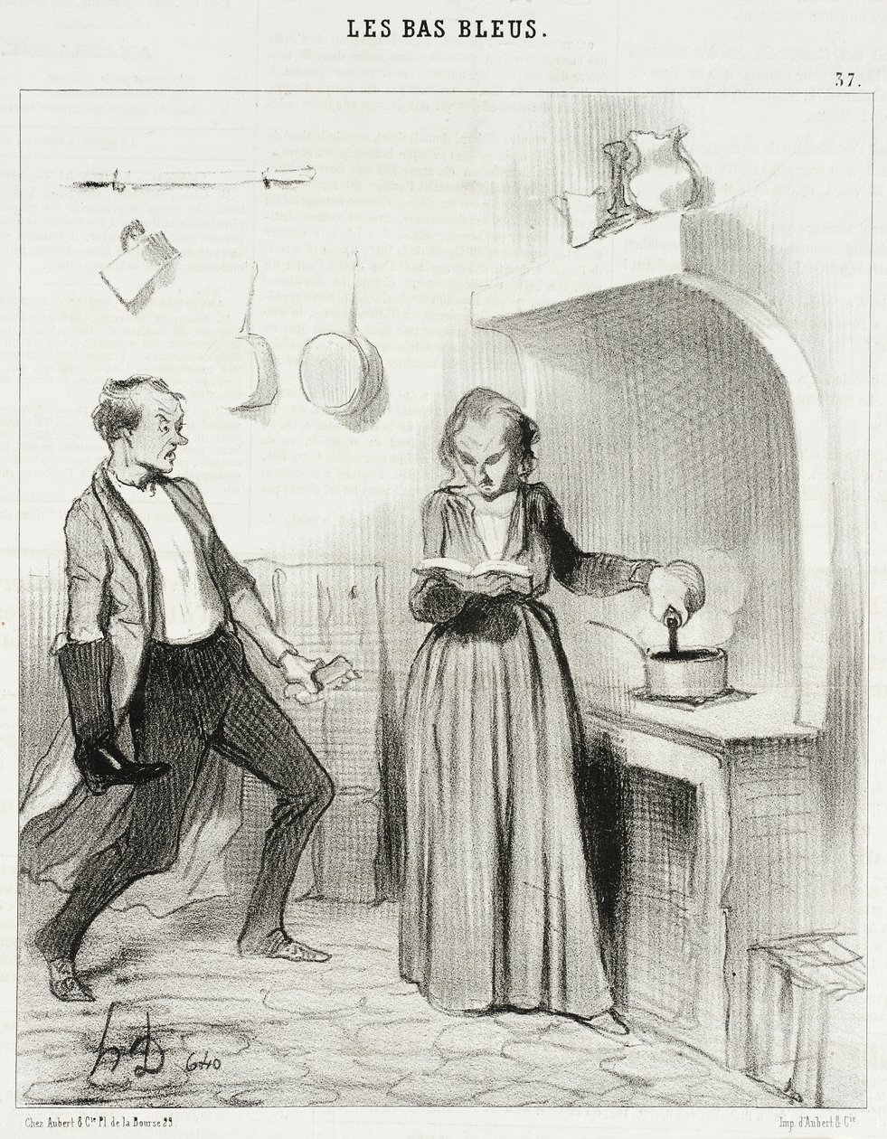 Jaså!... der er hun, og... hun heller skokrem i sjokoladen min!... av Honoré Daumier