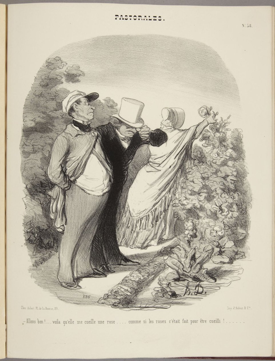 Jaså!... der plukker hun en rose til meg... som om roser var til for å plukkes!... av Honoré Daumier