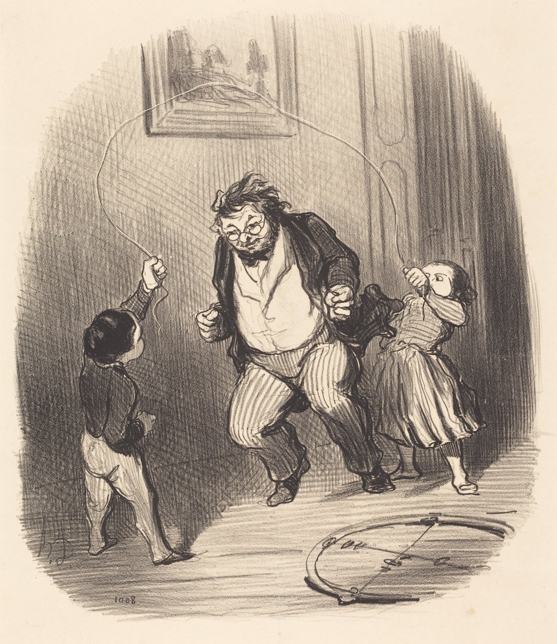Kom igjen, pappa... én gang til... trettito runder!... av Honoré Daumier