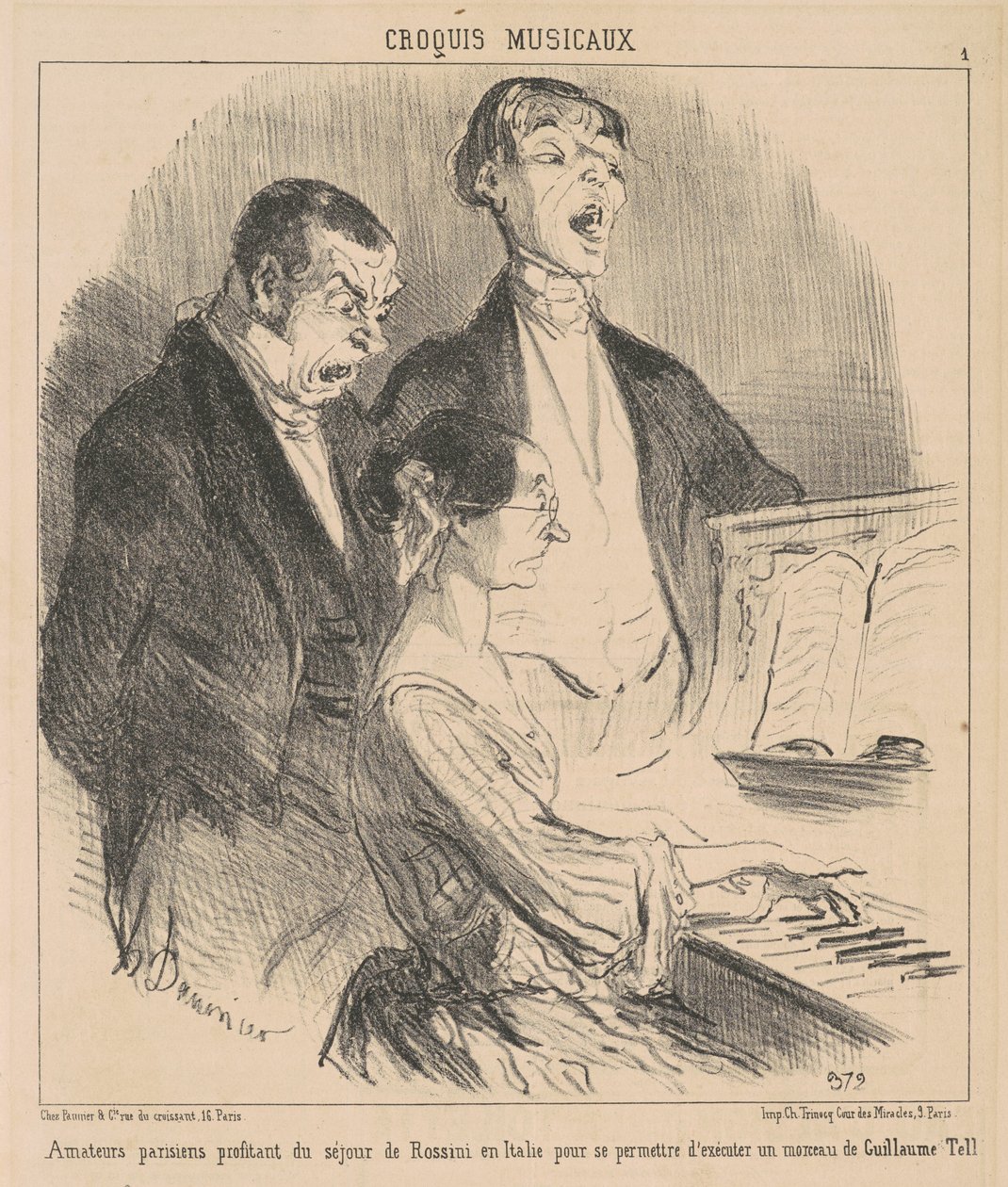 Parisiske amatører nyter Rossinis opphold av Honoré Daumier
