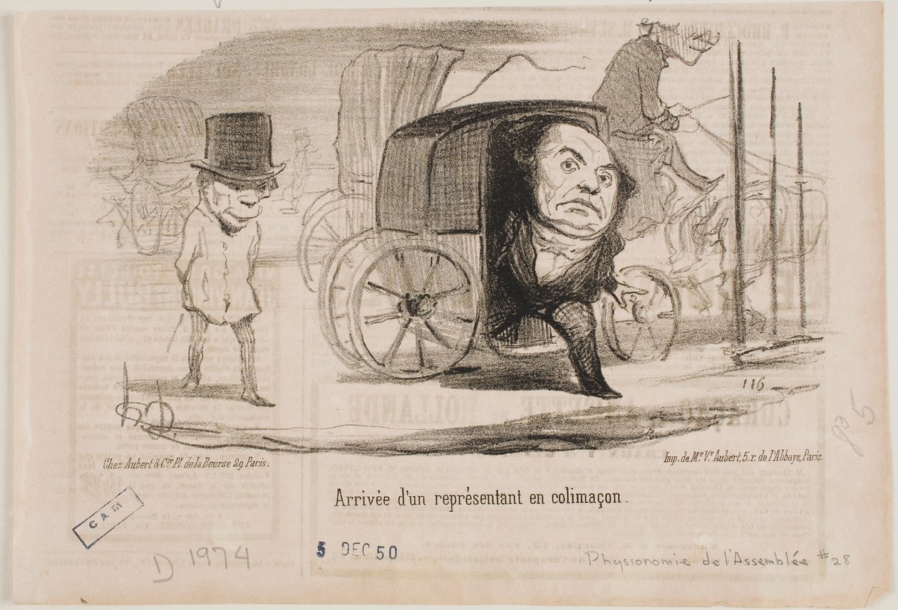 Ankomsten av en deputert i en vogn, kalt en snegl av Honoré Daumier