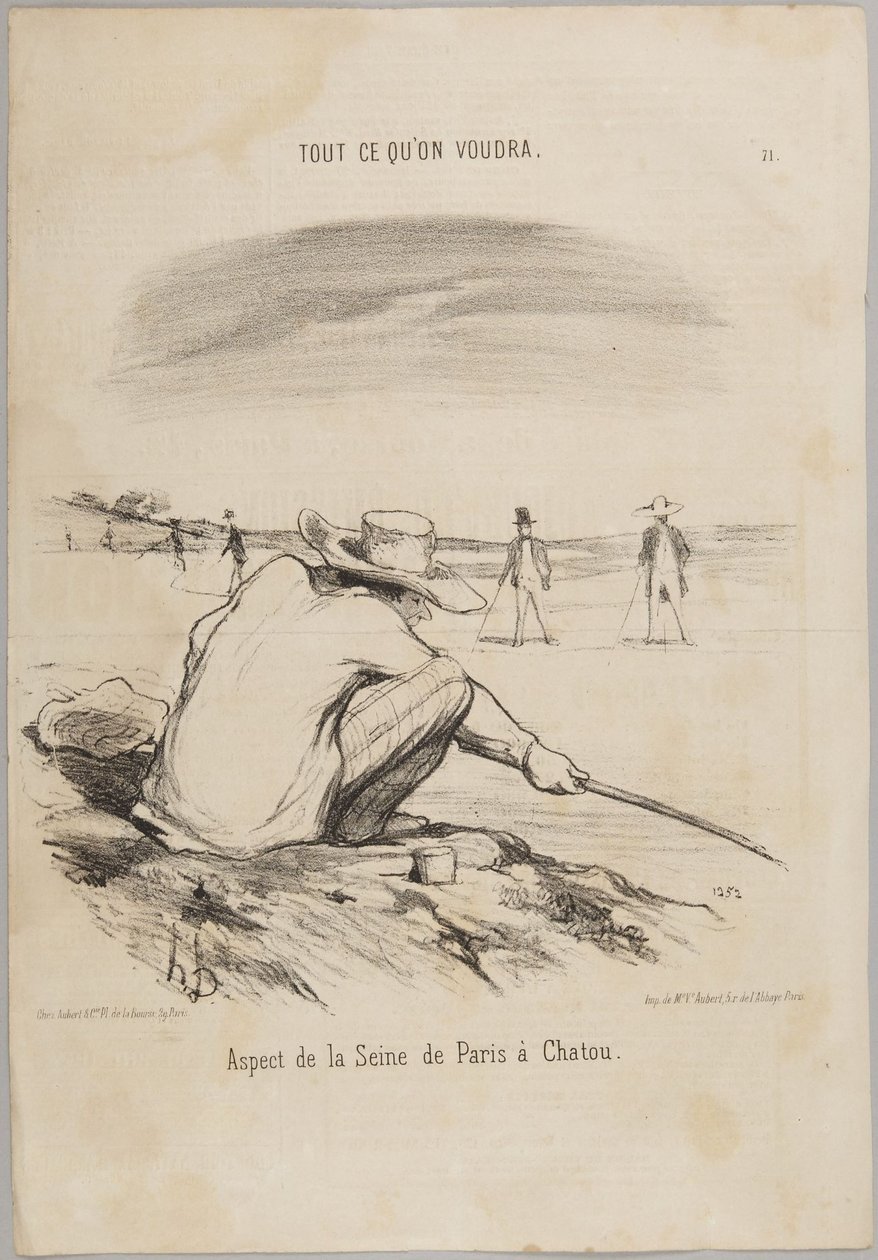 Utsikt over Seinen fra Paris ved Chatou, nummer 71 fra serien Alt man måtte ønske fra Le Charivari av Honoré Daumier