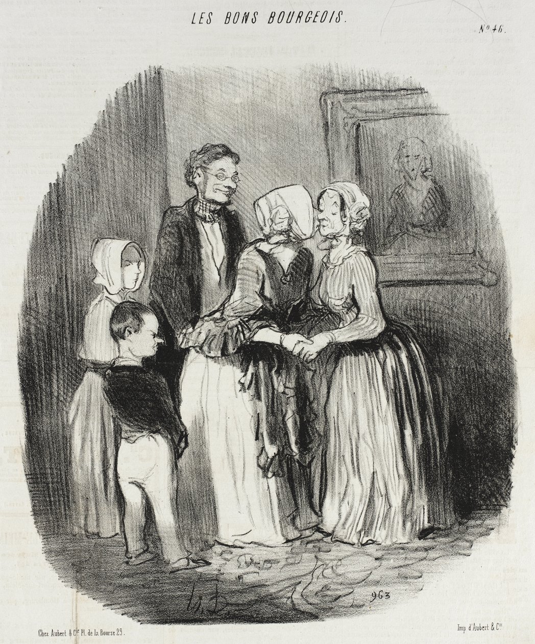 Ved nyttår, obligatorisk besøk hos tante Rabourdin av Honoré Daumier