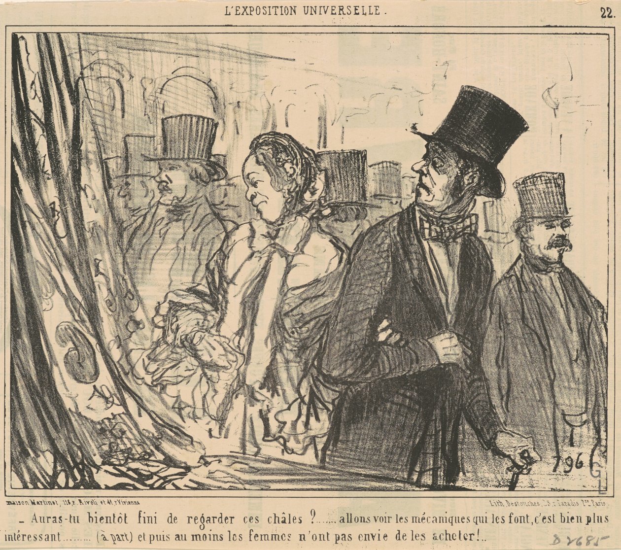 Blir du ferdig med å se på sjalene snart? av Honoré Daumier