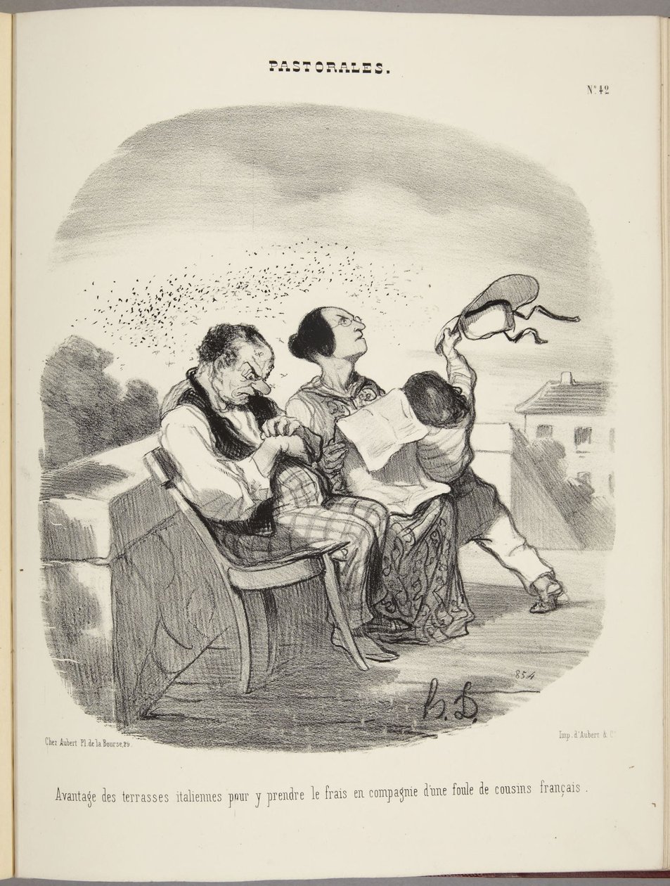 Fordelen med italienske terrasser for å kjøle seg ned i selskap med en mengde franske fettere av Honoré Daumier