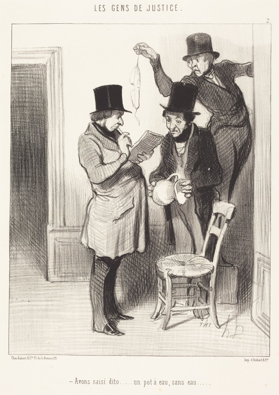 Vi har beslaglagt den nevnte... en vannkanne, uten vann av Honoré Daumier