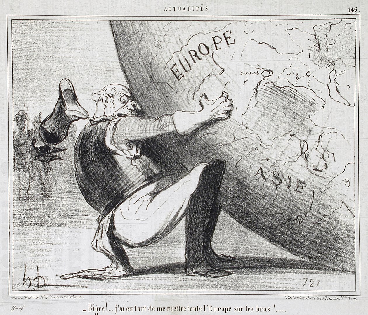 Pokker!... Jeg gjorde feil i å ta hele Europa på armen! av Honoré Daumier