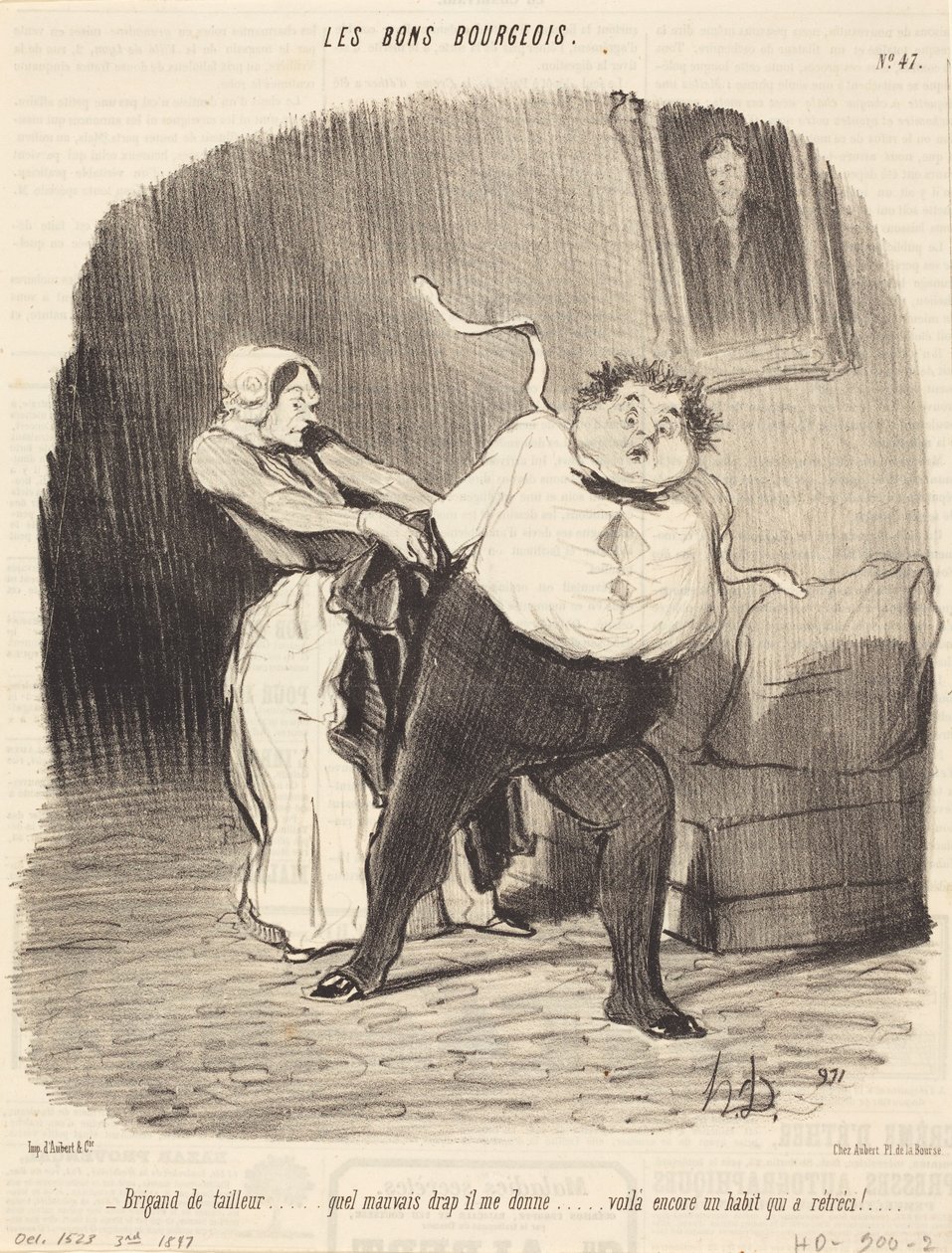 Skredderrøver... enda et plagg... krympet! av Honoré Daumier