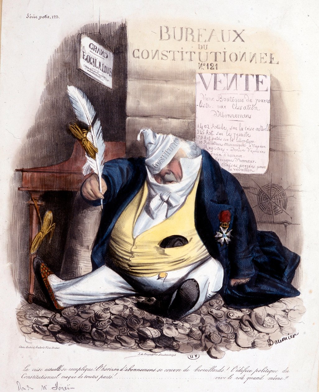Tegneserie av Daumier om Dr. Louis Desire Veron og avisen "" Le Constitutionnel", n.d. ca. 1840. av Honoré Daumier
