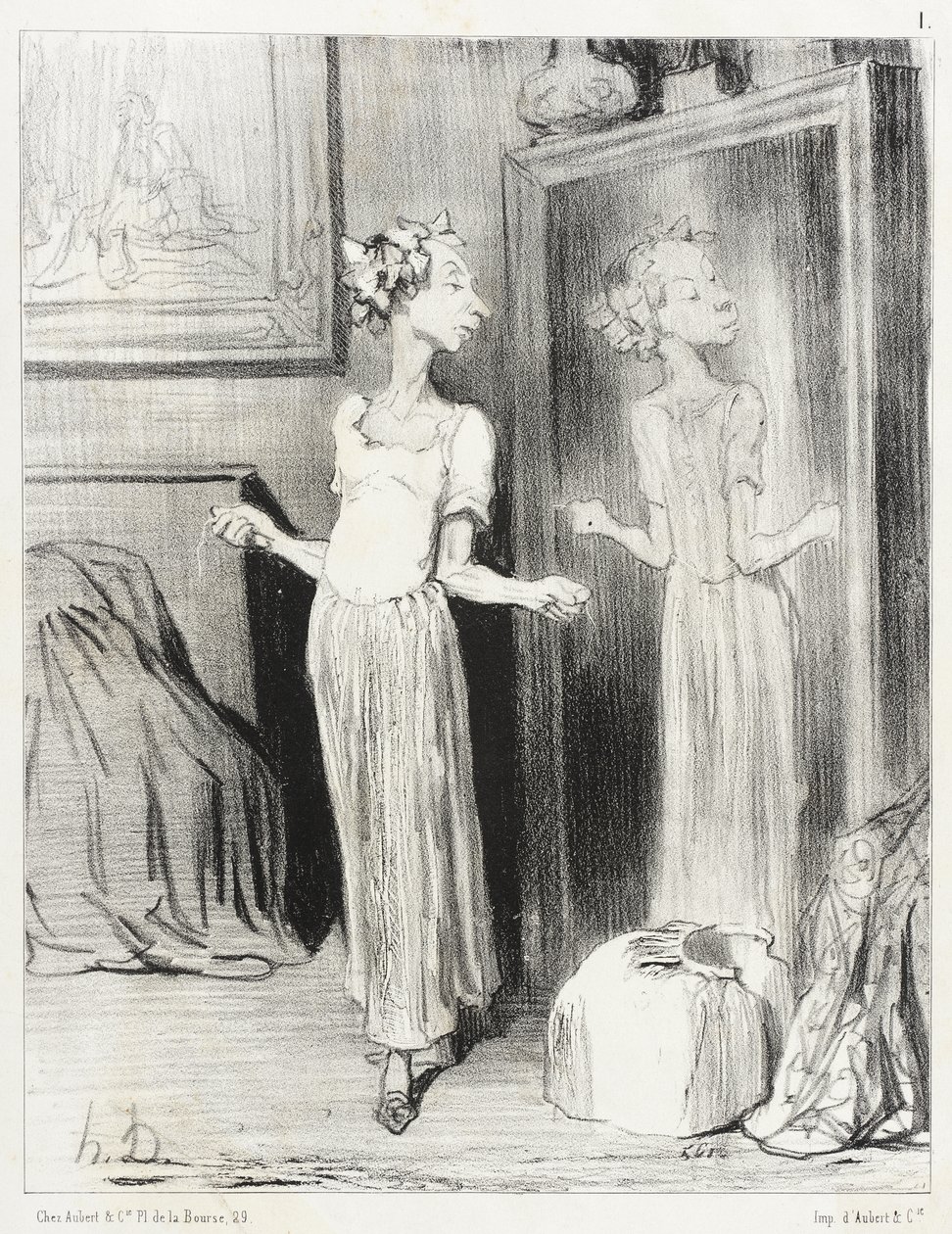 Det er merkelig hvordan dette speilet flater meg ut... av Honoré Daumier