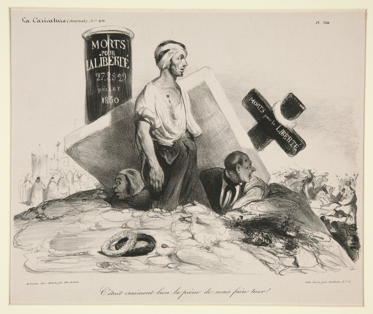 Det var virkelig knapt verdt å la oss drepe for det! Tavle 524 fra tidsskriftet La Caricature av Honoré Daumier