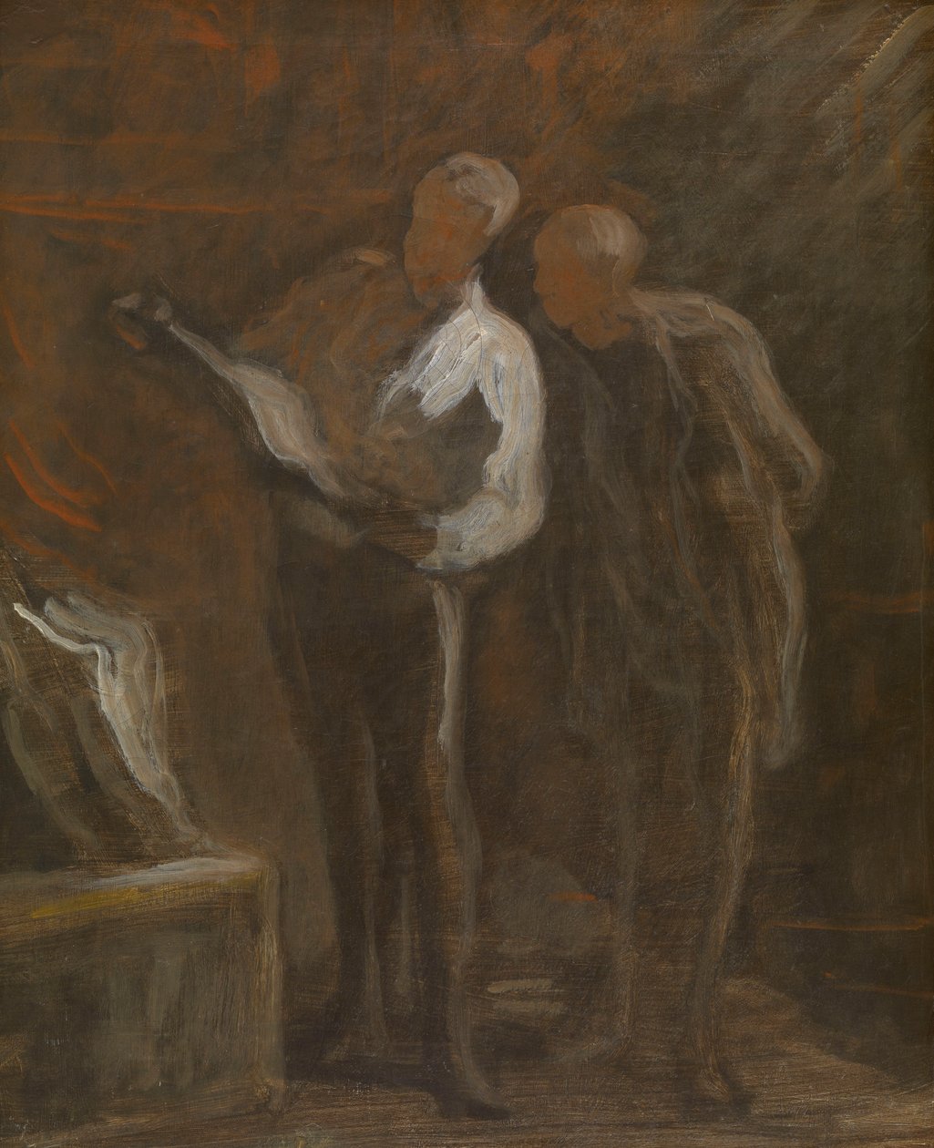 Samle graveringer, ca. 1870–73 (olje på lerret) av Honore Daumier