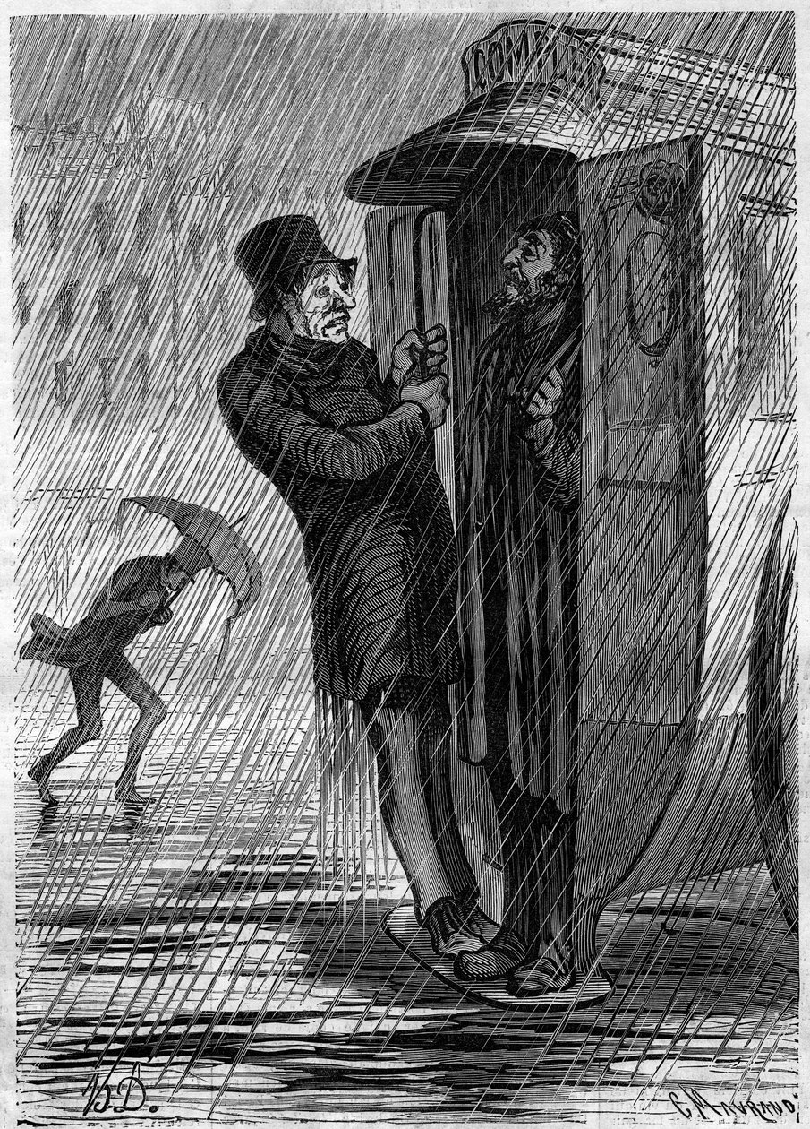 Fullstendig!!! Tegneserie av Honore Daumier (1808-1879). Gravering i "" Le Monde Illustré"" nr. 271 av 21. juni 1862. av Honoré Daumier