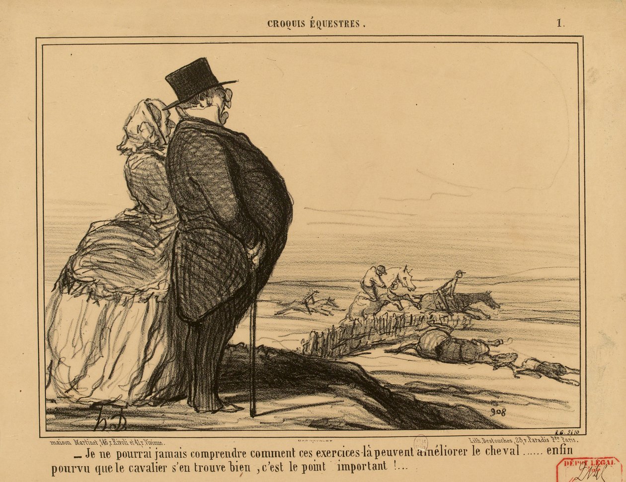 Croquis Equestres Nr. 1: - Ich werde nie verstehen können, wie diese Übungen... av Honoré Daumier