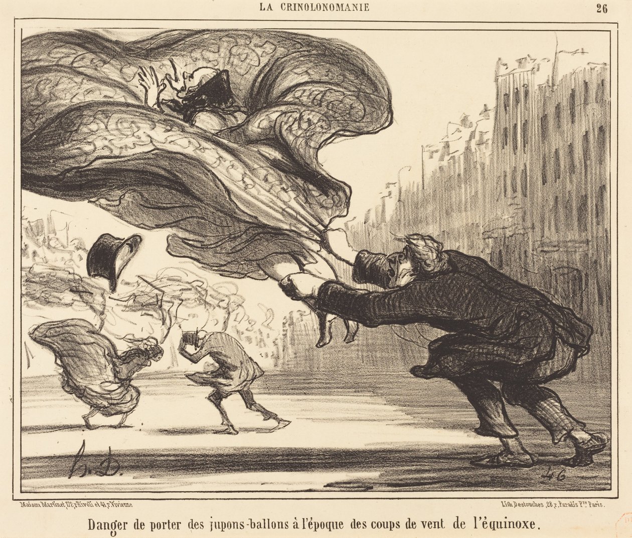 Faren ved å bære ballongskjørt... av Honoré Daumier