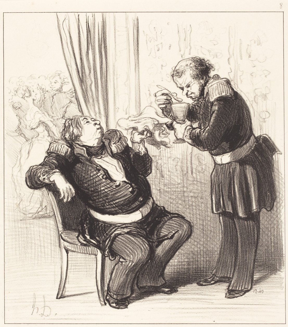 Vi har det definitivt for mye moro, Guillochard! av Honoré Daumier