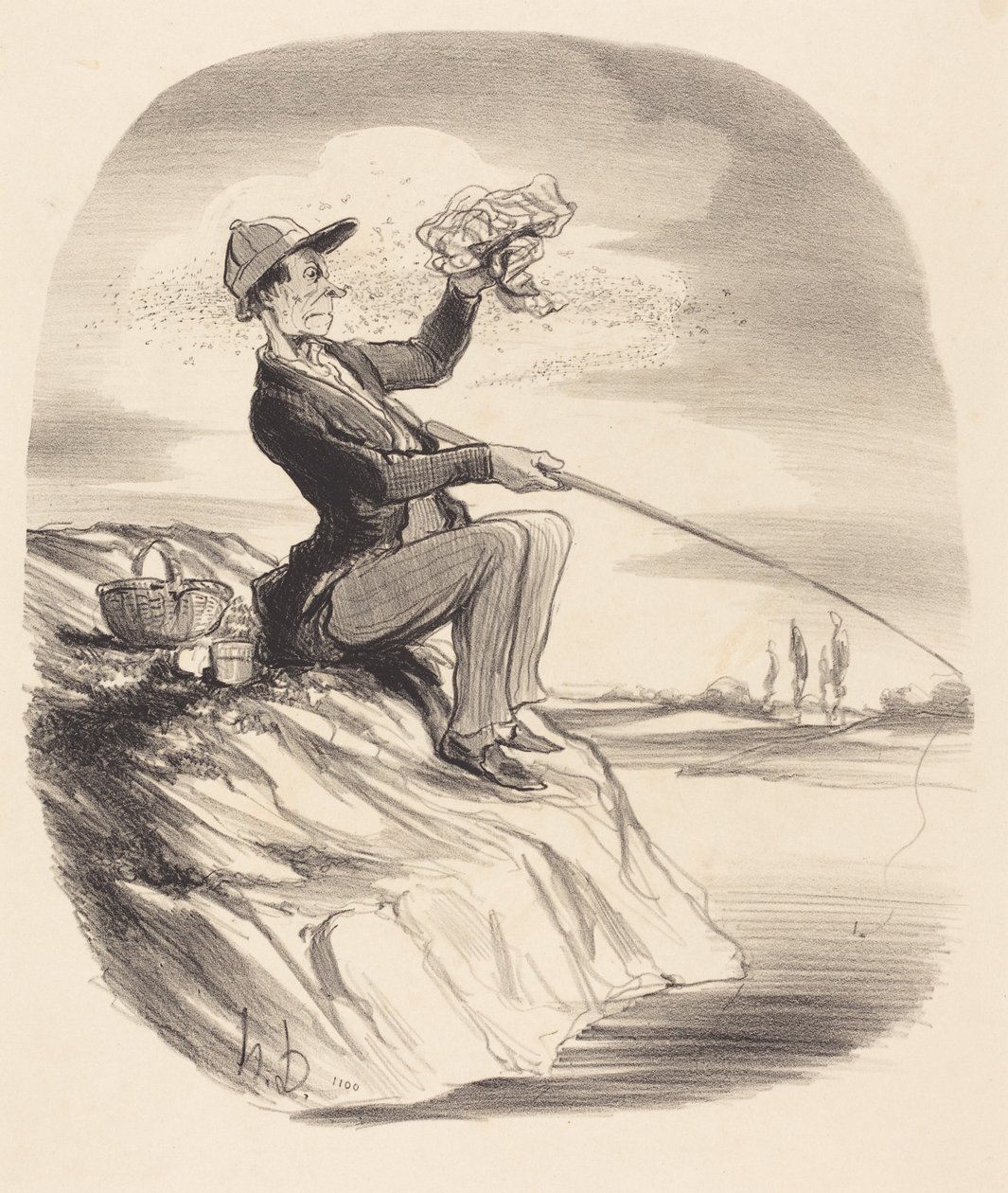 Ulempen ved å dra på fisketur... av Honoré Daumier