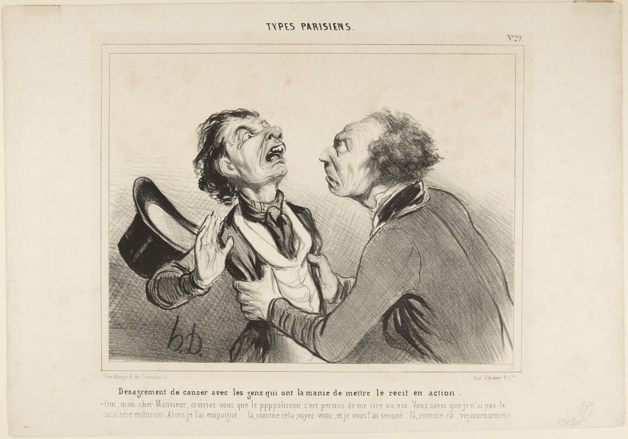 Ubehaget ved å snakke med folk ..., nummer 29 fra serien Parisiske typer av Honoré Daumier
