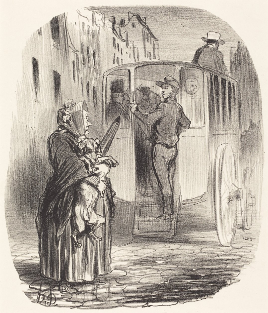 Beklager, borgerinne... jeg tar ikke imot hunder... av Honoré Daumier
