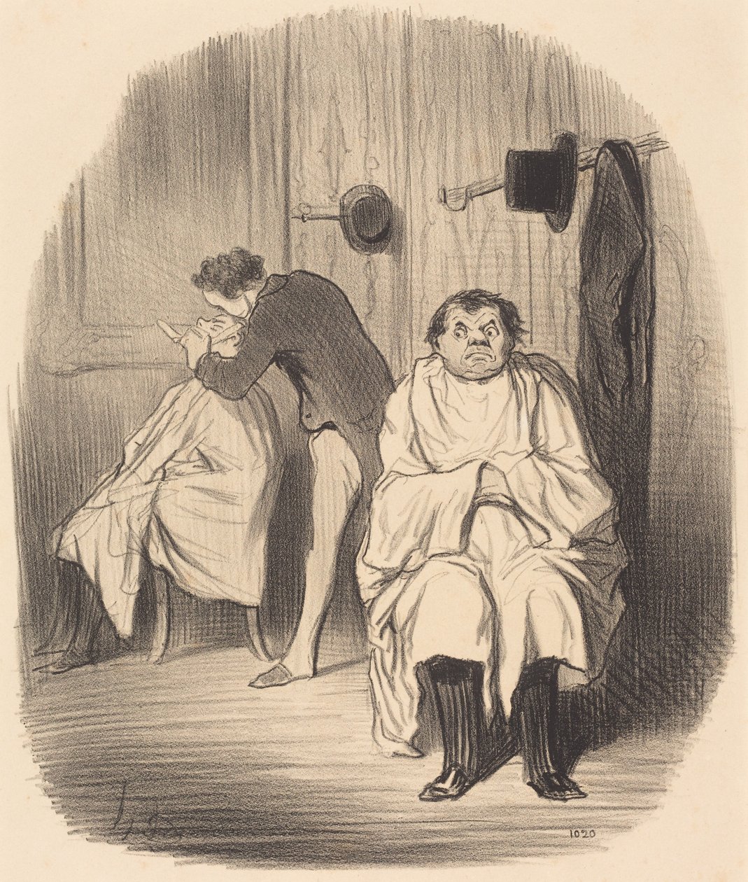 Søren! ... Det virker som om barberkniven ikke er særlig god ... av Honoré Daumier
