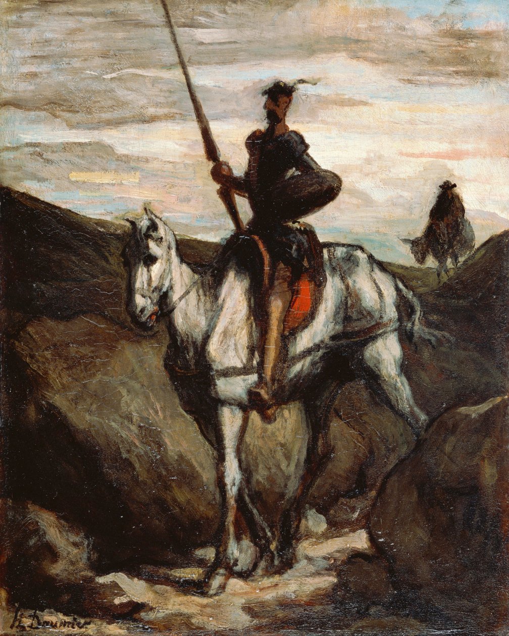""Don Quixote in the Mountains"" (Don Quixote in the Mountains) Maleri av Honore Daumier (1808-1879) ca. 1850 - Olje på tre Dim 39,6x31,2 cm Bridgestone Museum of Art av Honoré Daumier