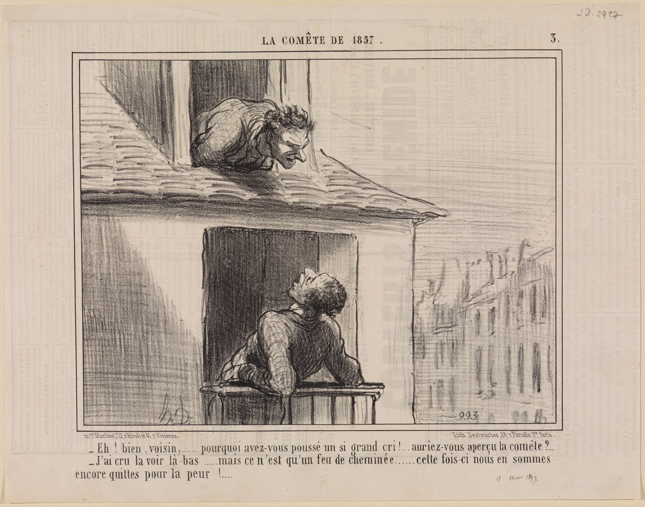 Nå, nabo,... (Kometen fra 1857, tavle 3) av Honoré Daumier