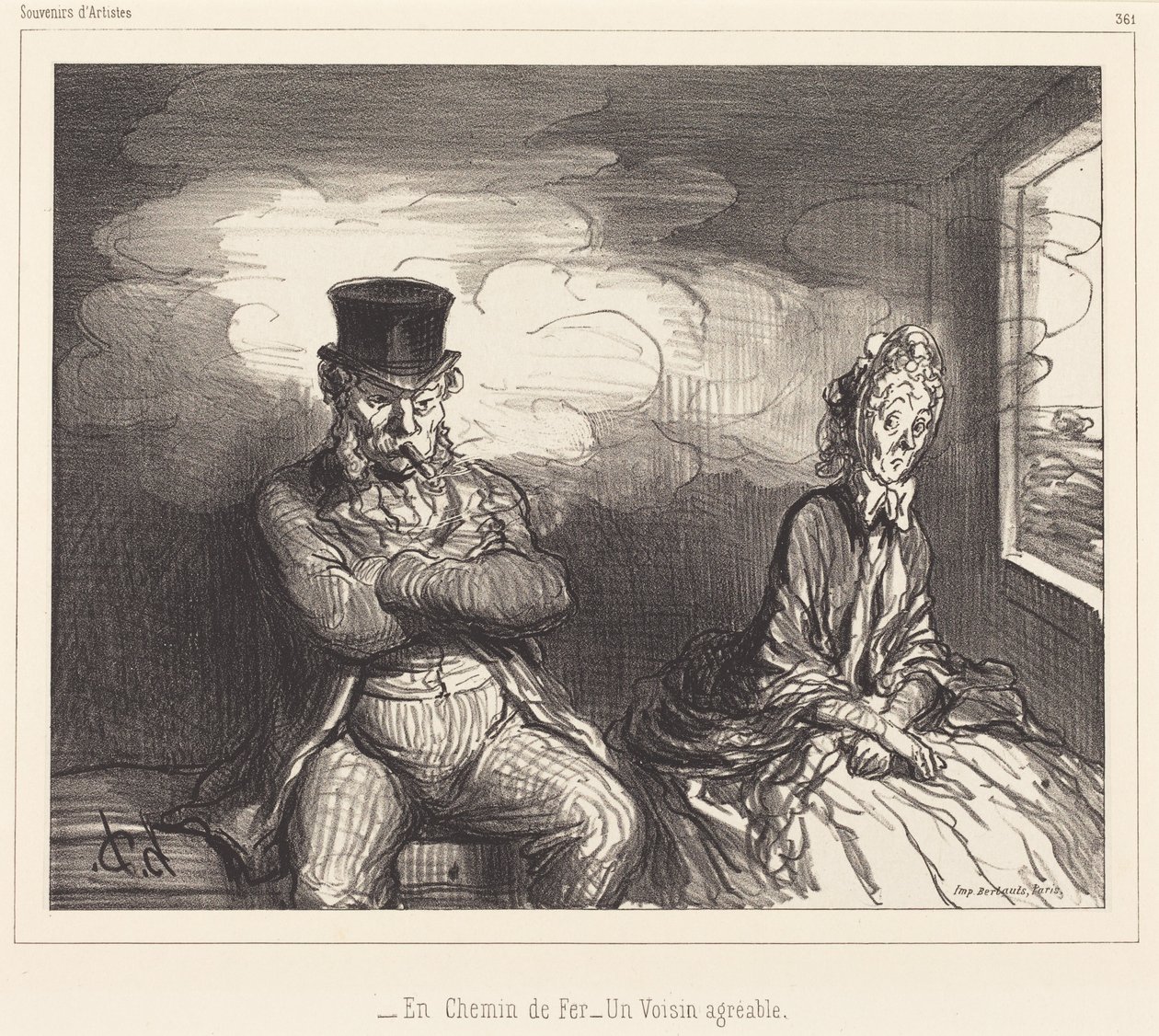 På jernbanen... en hyggelig nabo av Honoré Daumier