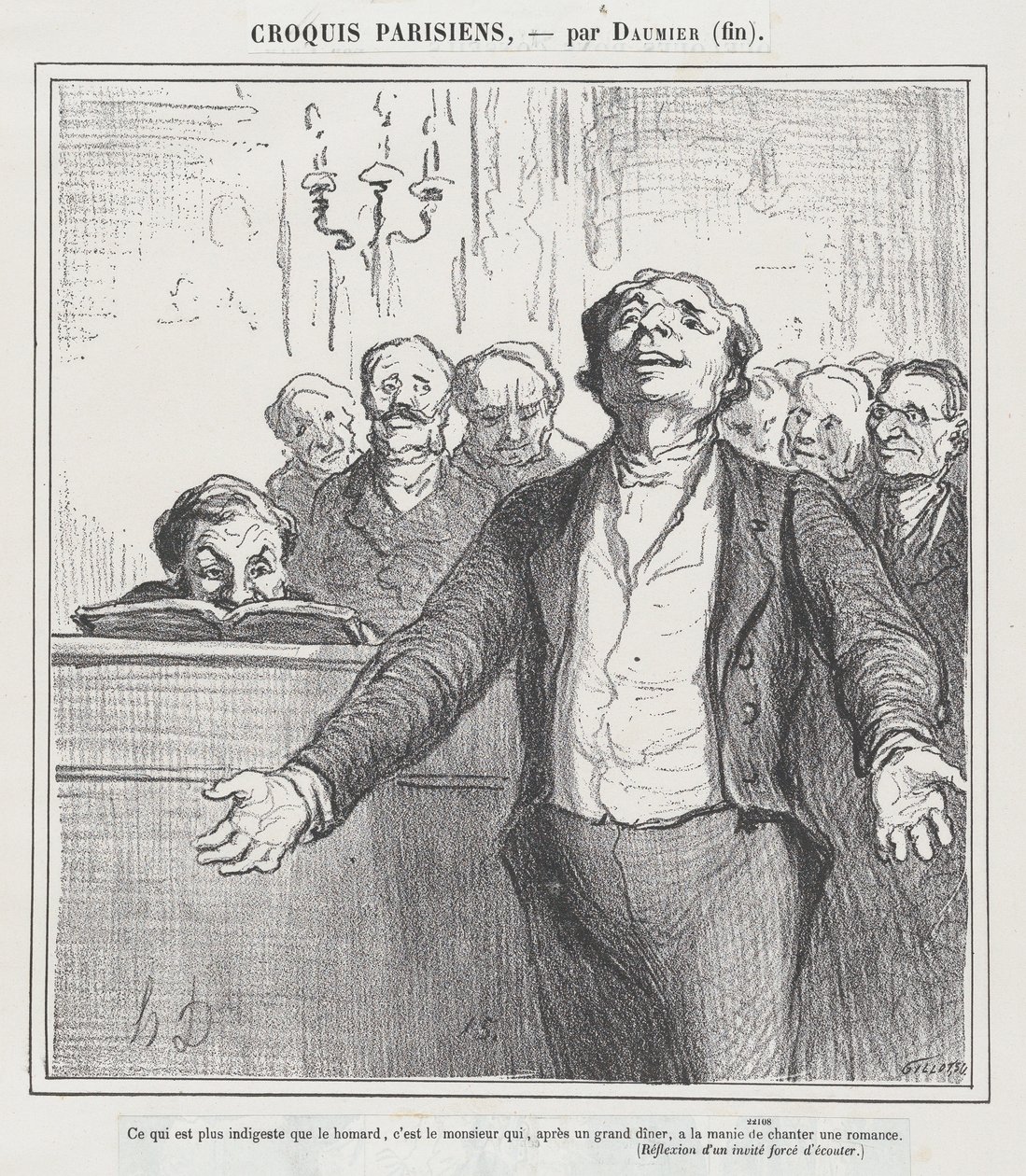 Enda mer ufordøyelig enn en hummermiddag..., fra «Parisiske skisser» av Honoré Daumier