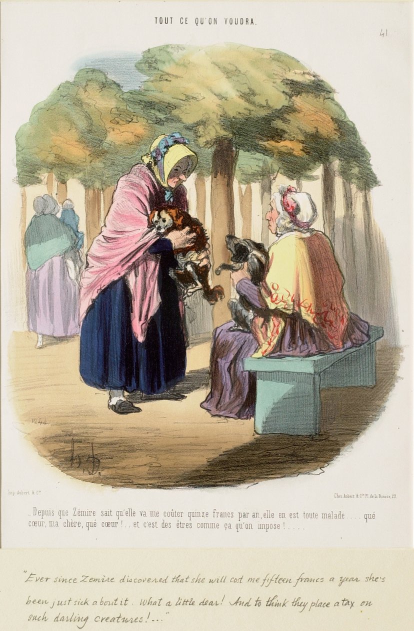 Siden Zémire fikk vite at hun kom til å koste meg femten franc i året,... av Honoré Daumier