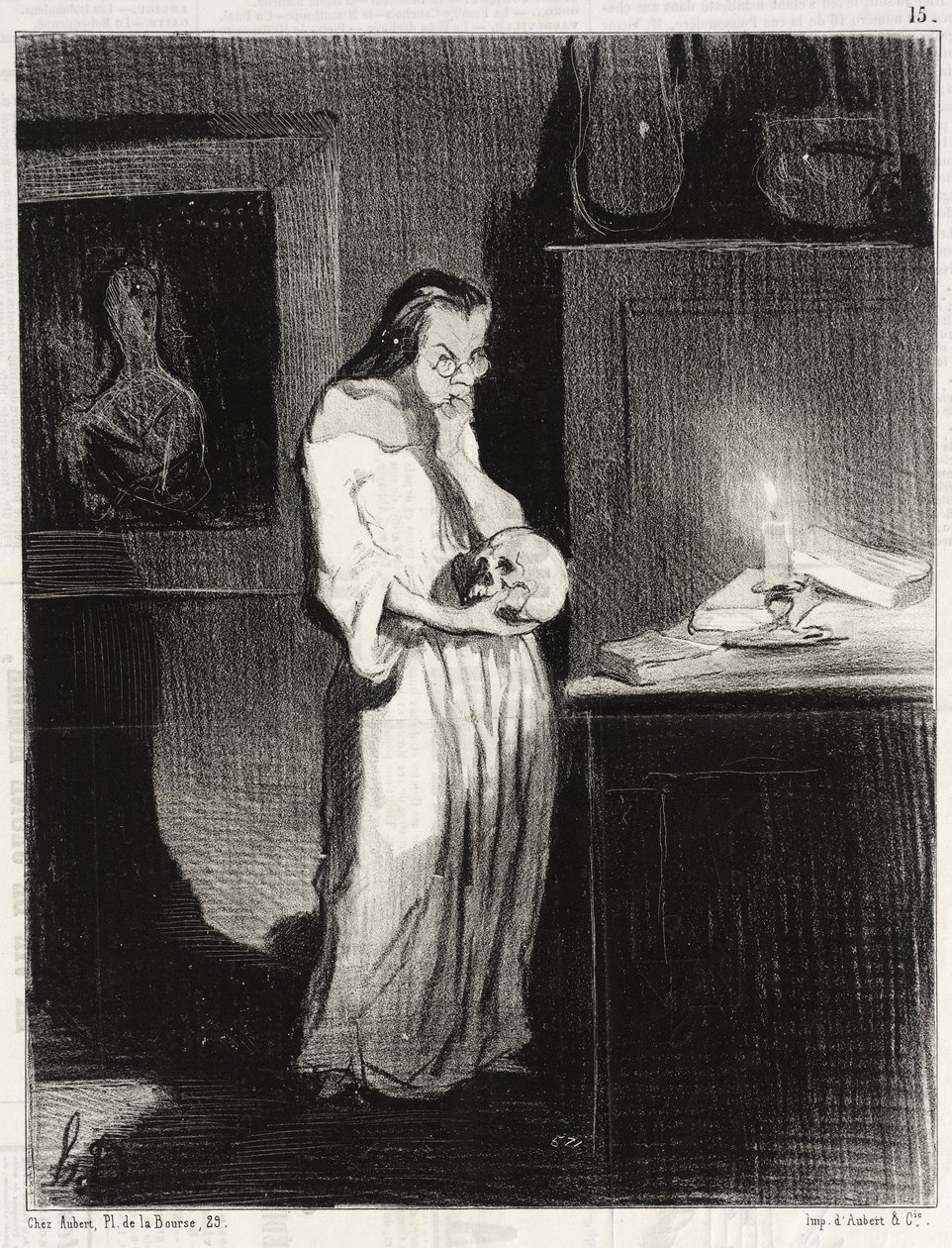 Humanitær kvinnelig forfatter som gir seg hen til mannen... av Honoré Daumier