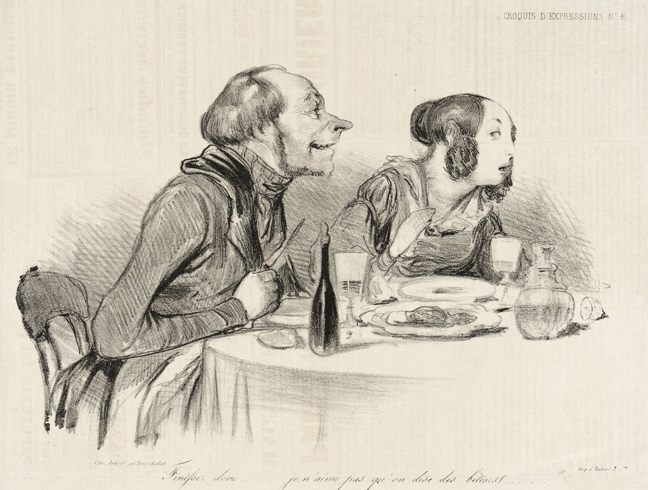 Slutt nå... jeg liker ikke at folk sier dumheter... av Honoré Daumier