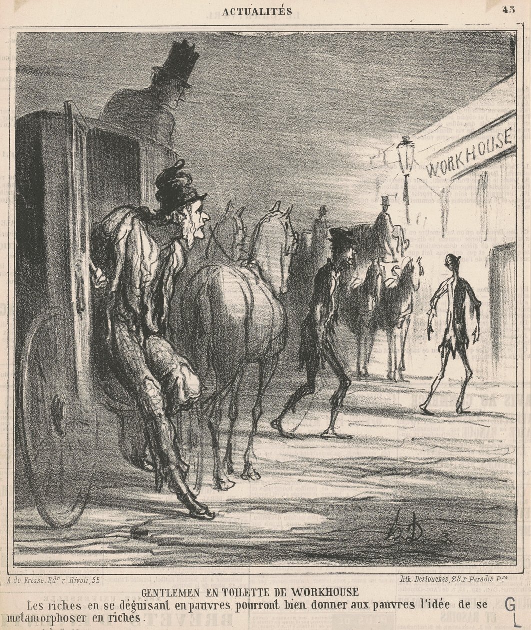 Herrer i fattighusklær av Honoré Daumier